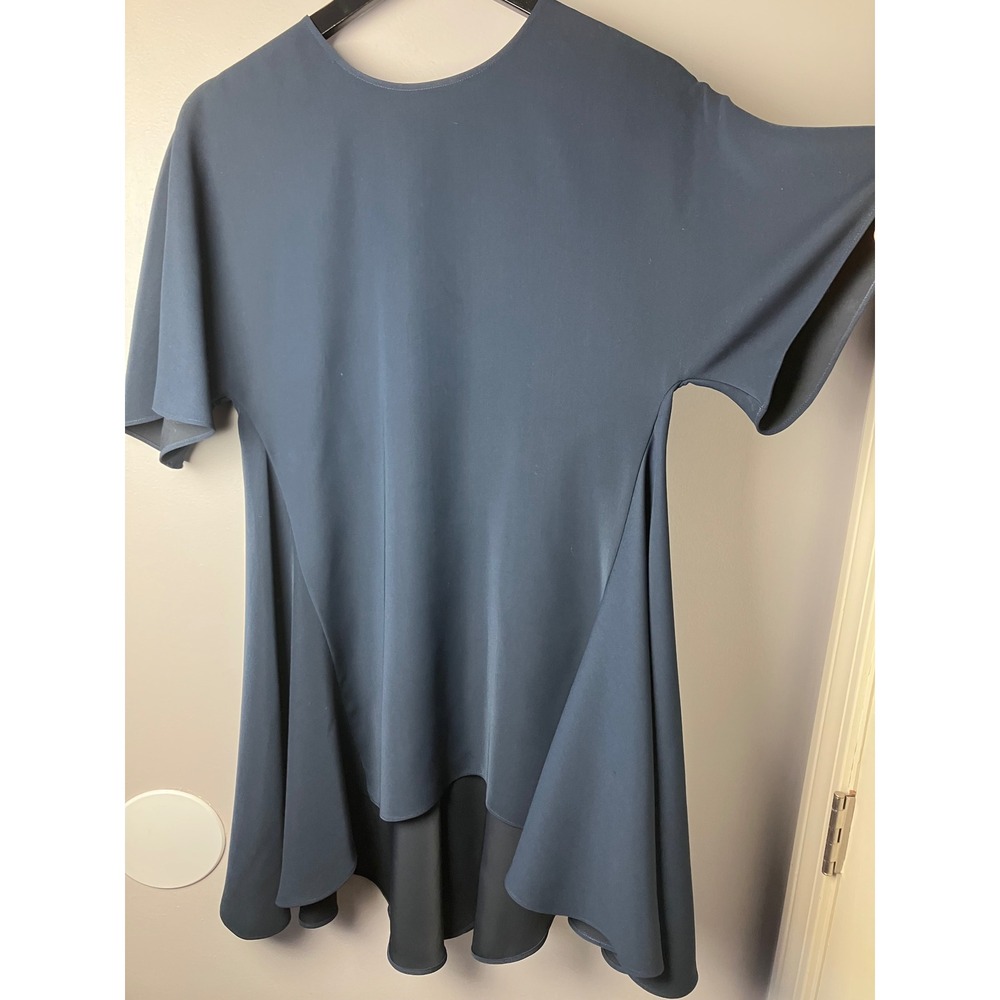 Adeam Navy Blue High Low Flared Tunic Top Short Sleeve Made in Japan Size L